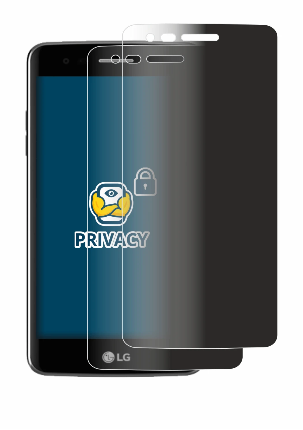 Image de l'appareil LG K8 2017 avec une grande variété de protections d'écran.