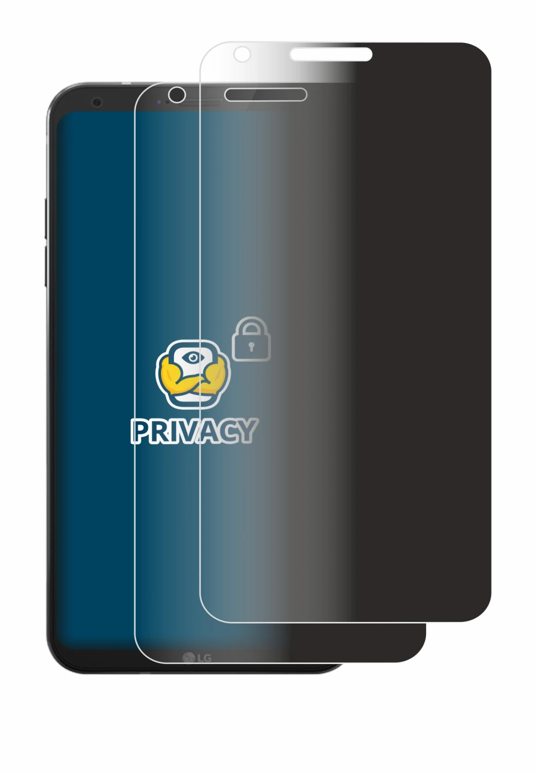 Image de l'appareil LG Q6 avec une grande variété de protections d'écran.