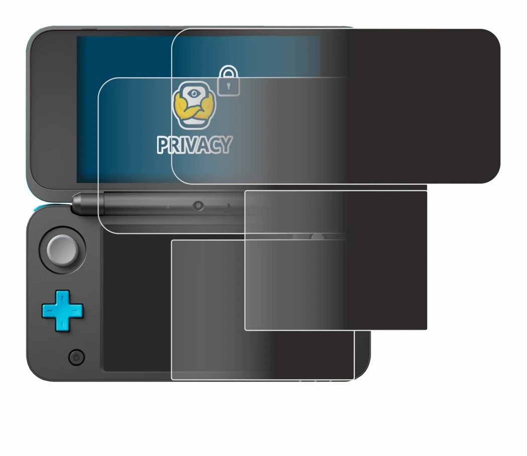 Image de l'appareil New Nintendo 2DS XL avec une grande variété de protections d'écran.