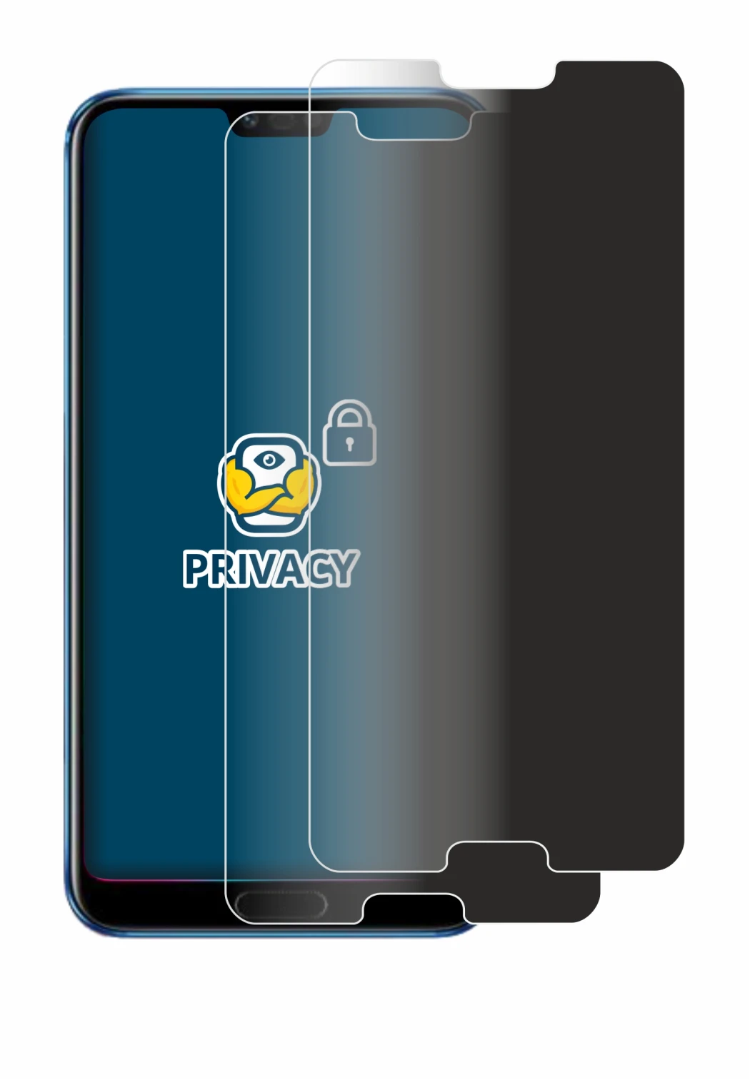 Image de l'appareil Honor 10 avec une grande variété de protections d'écran.