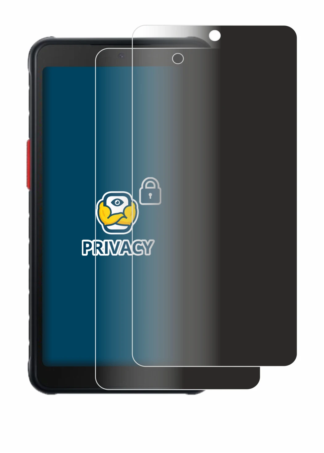 Image de l'appareil Samsung Galaxy XCover 5 avec une grande variété de protections d'écran.