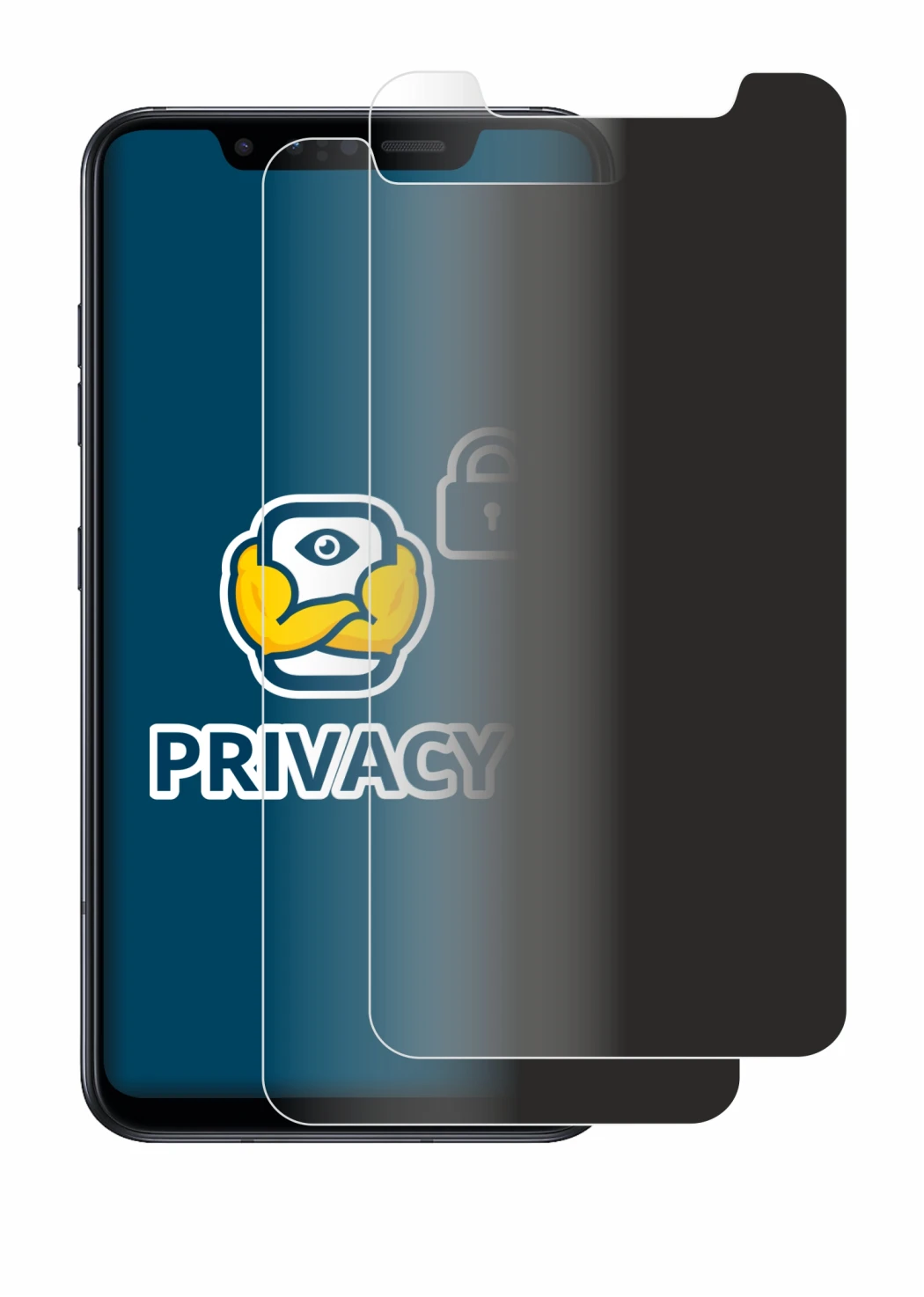 Image de l'appareil LG G8s ThinQ avec une grande variété de protections d'écran.