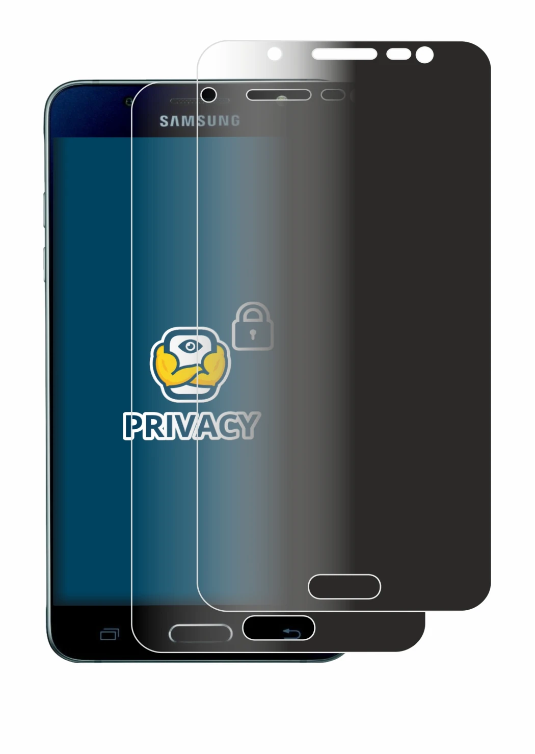 Image de l'appareil Samsung Galaxy J5 2016 avec une grande variété de protections d'écran.