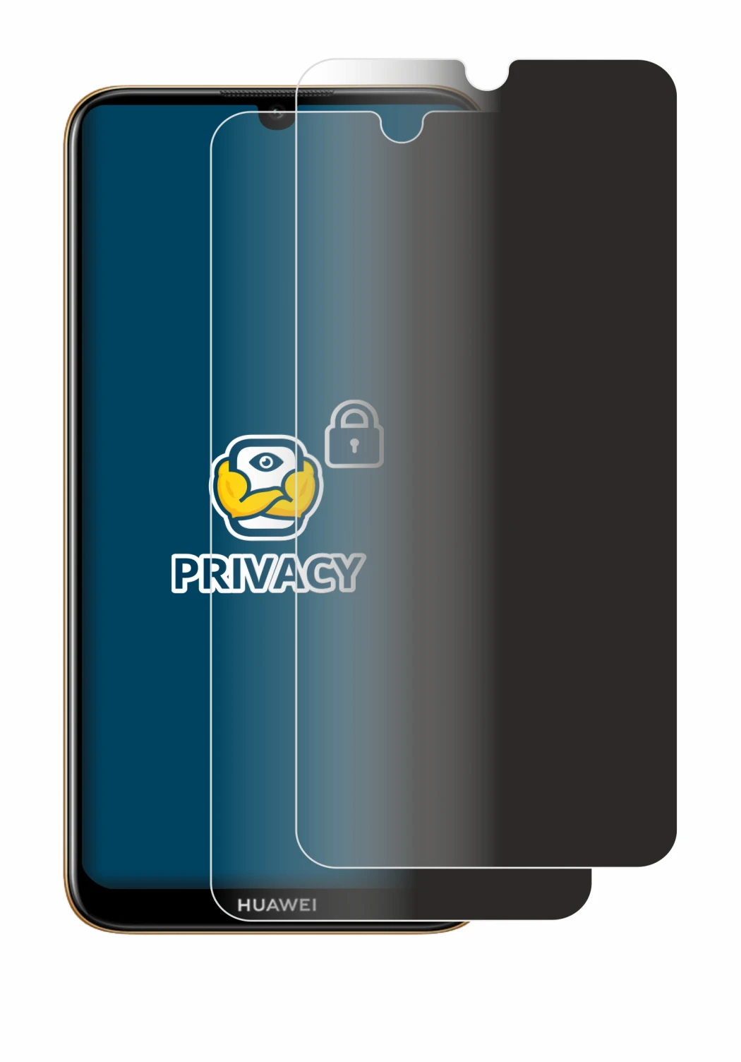 Image de l'appareil Huawei Y6 Pro 2019 avec une grande variété de protections d'écran.
