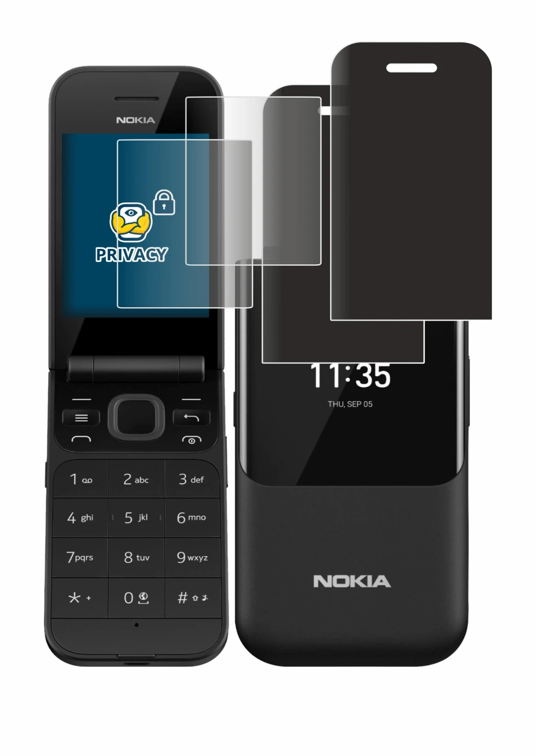 Image de l'appareil Nokia 2720 Flip avec une grande variété de protections d'écran.
