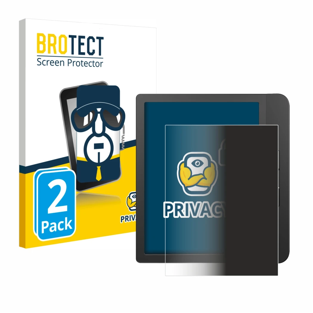 Face avant d’un emballage produit avec le logo de la marque BROTECT. À côté, l’appareil Tolino Vision 5 est représenté avec la