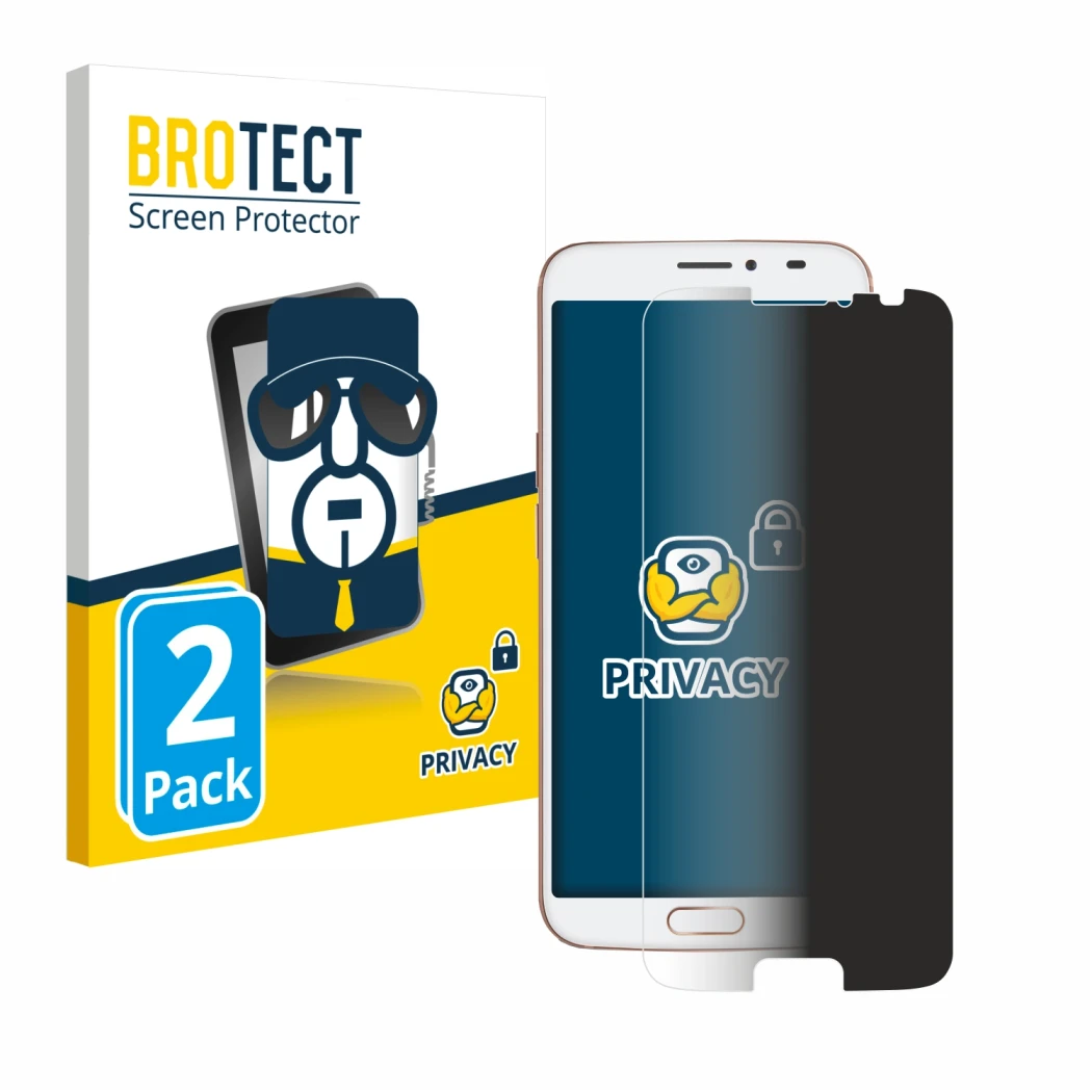 Face avant d’un emballage produit avec le logo de la marque BROTECT. À côté, l’appareil Doro 8080 est représenté avec la prote