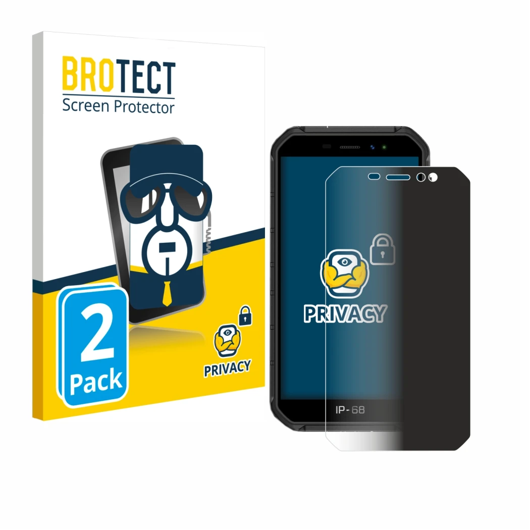 Face avant d’un emballage produit avec le logo de la marque BROTECT. À côté, l’appareil Ulefone Armor X7 est représenté avec l