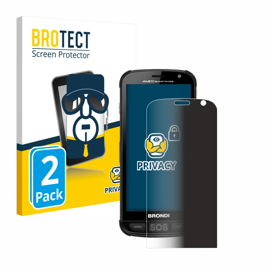 Face avant d’un emballage produit avec le logo de la marque BROTECT. À côté, l’appareil Brondi Amico est représenté avec la pr