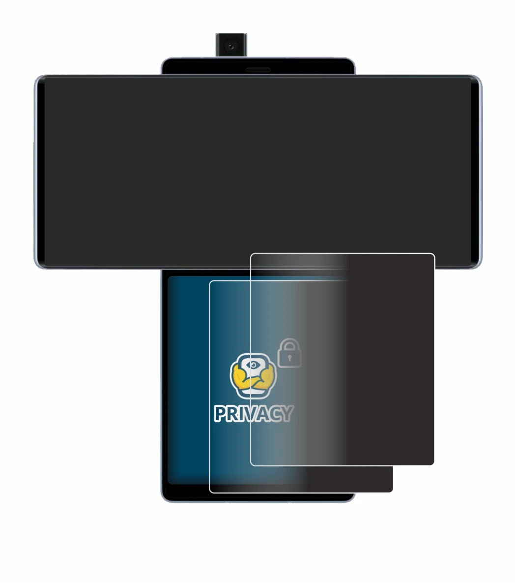 Image de l'appareil LG Wing (Affichage arrière) avec une grande variété de protections d'écran.