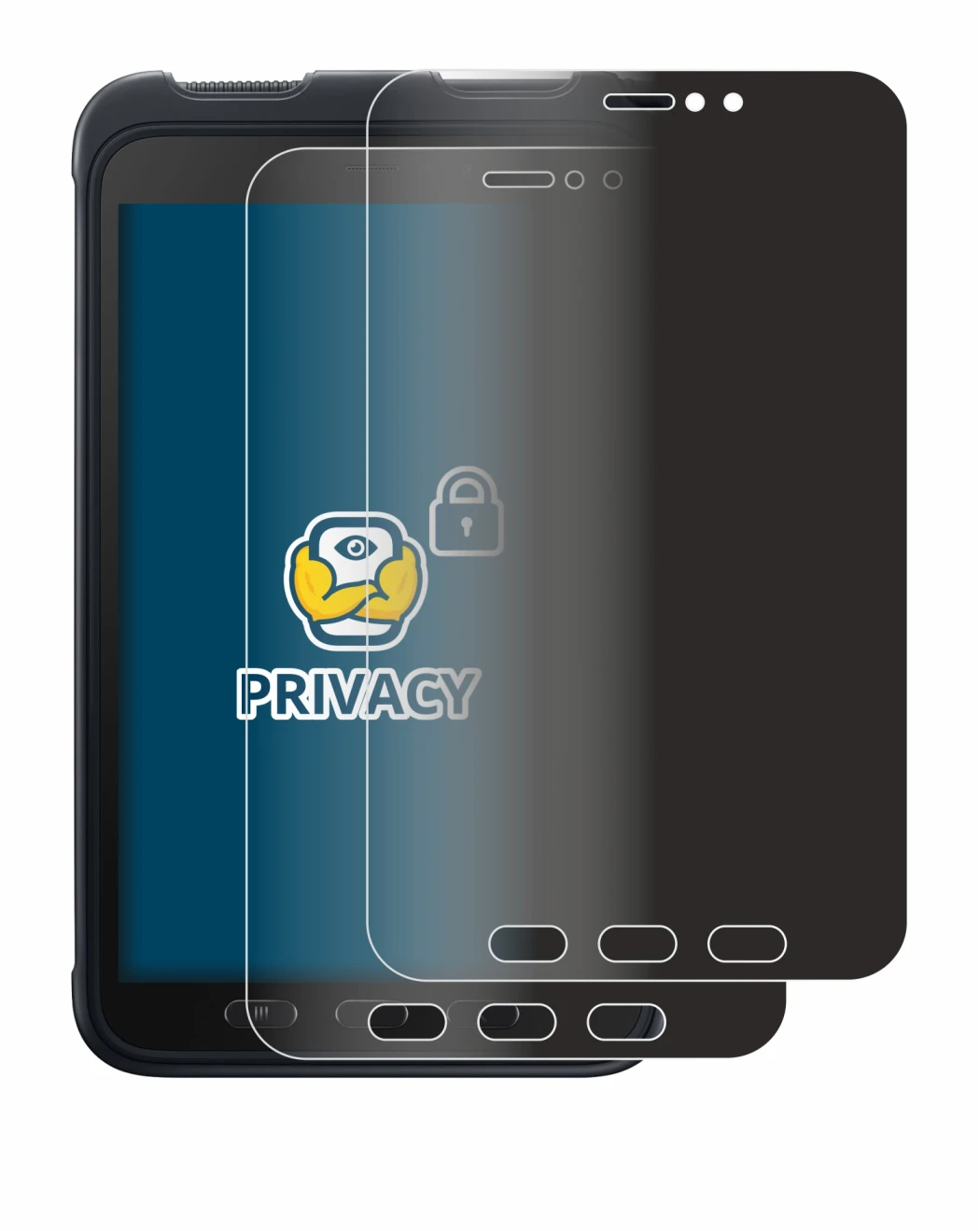 Image de l'appareil Samsung Galaxy Tab Active 3 avec une grande variété de protections d'écran.