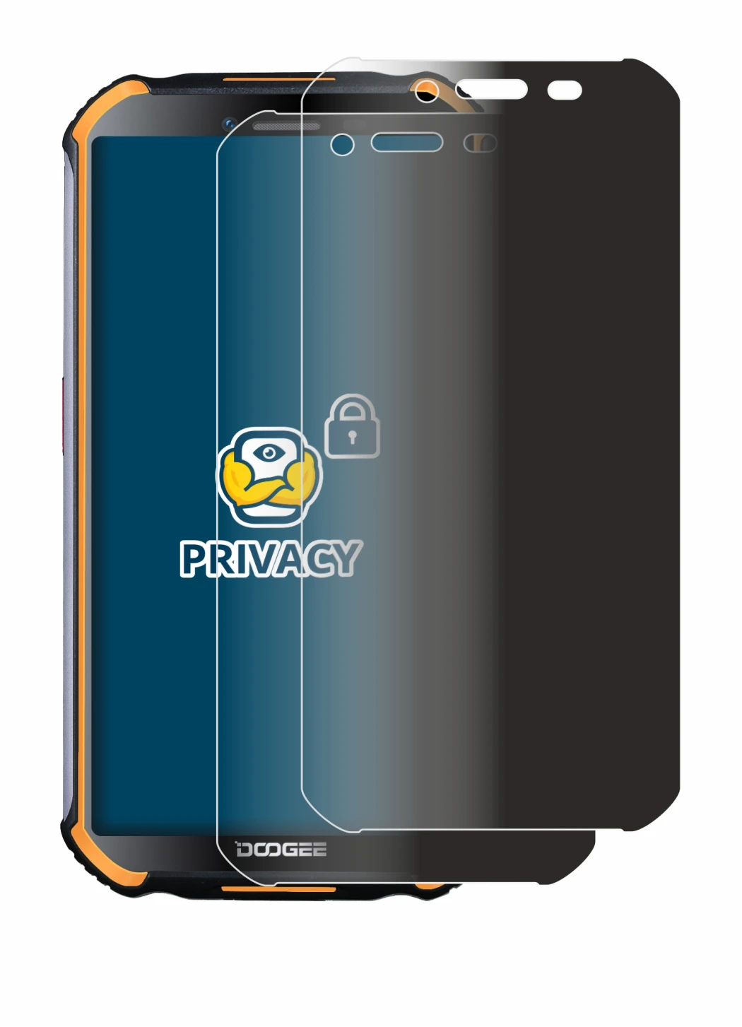 Image de l'appareil Doogee S40 Pro avec une grande variété de protections d'écran.