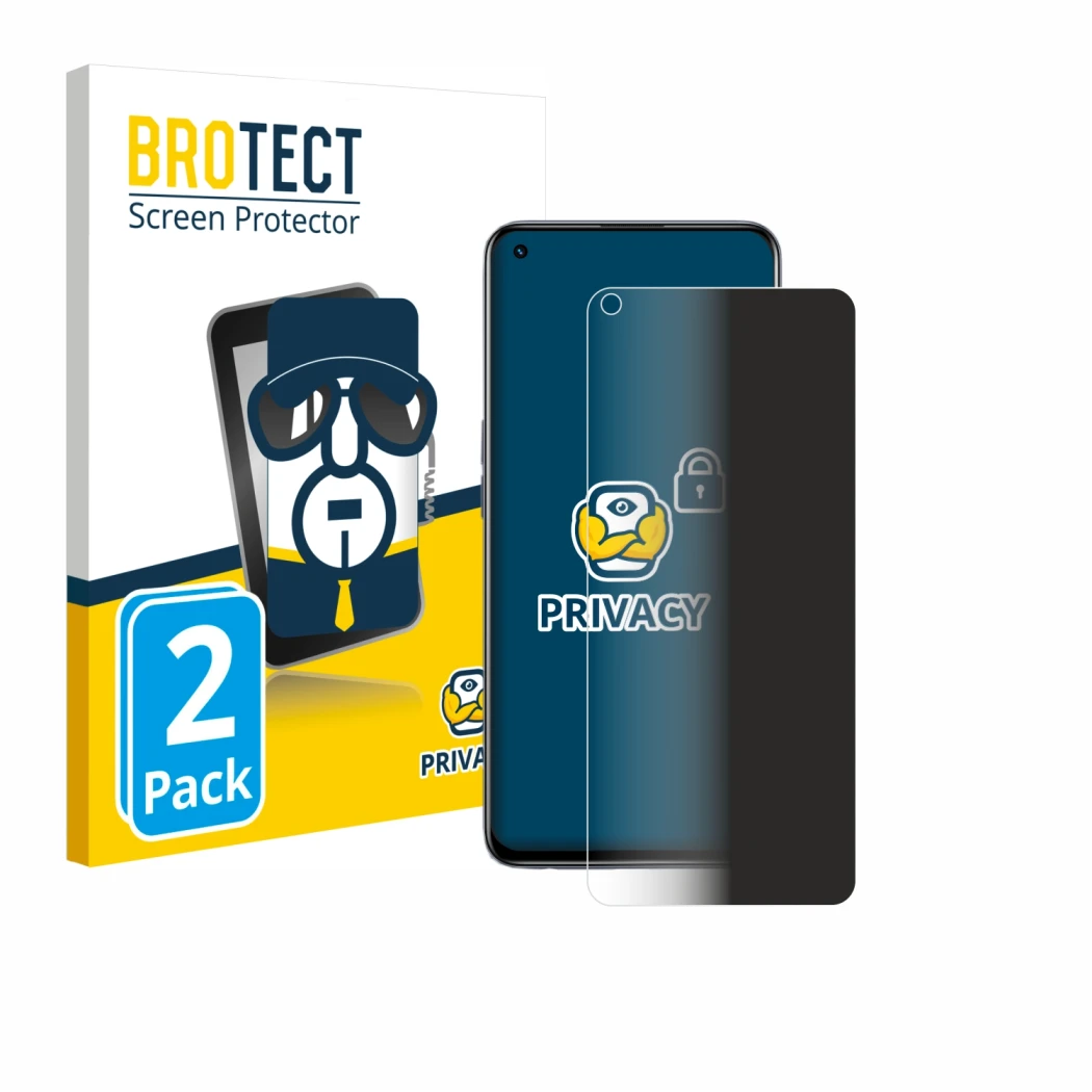 Face avant d’un emballage produit avec le logo de la marque BROTECT. À côté, l’appareil realme GT Master Edition est représent