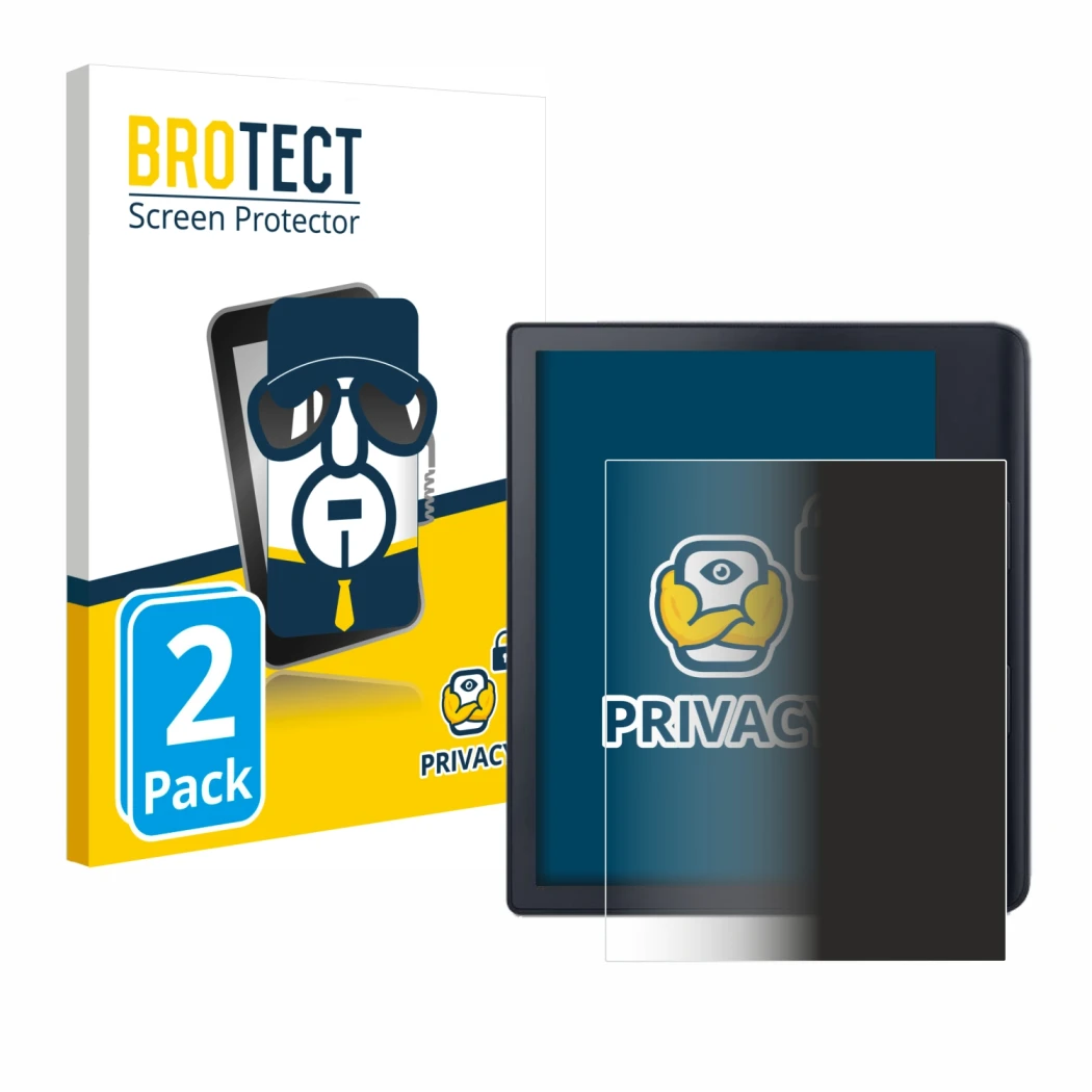 Face avant d’un emballage produit avec le logo de la marque BROTECT. À côté, l’appareil Kobo Sage est représenté avec la prote