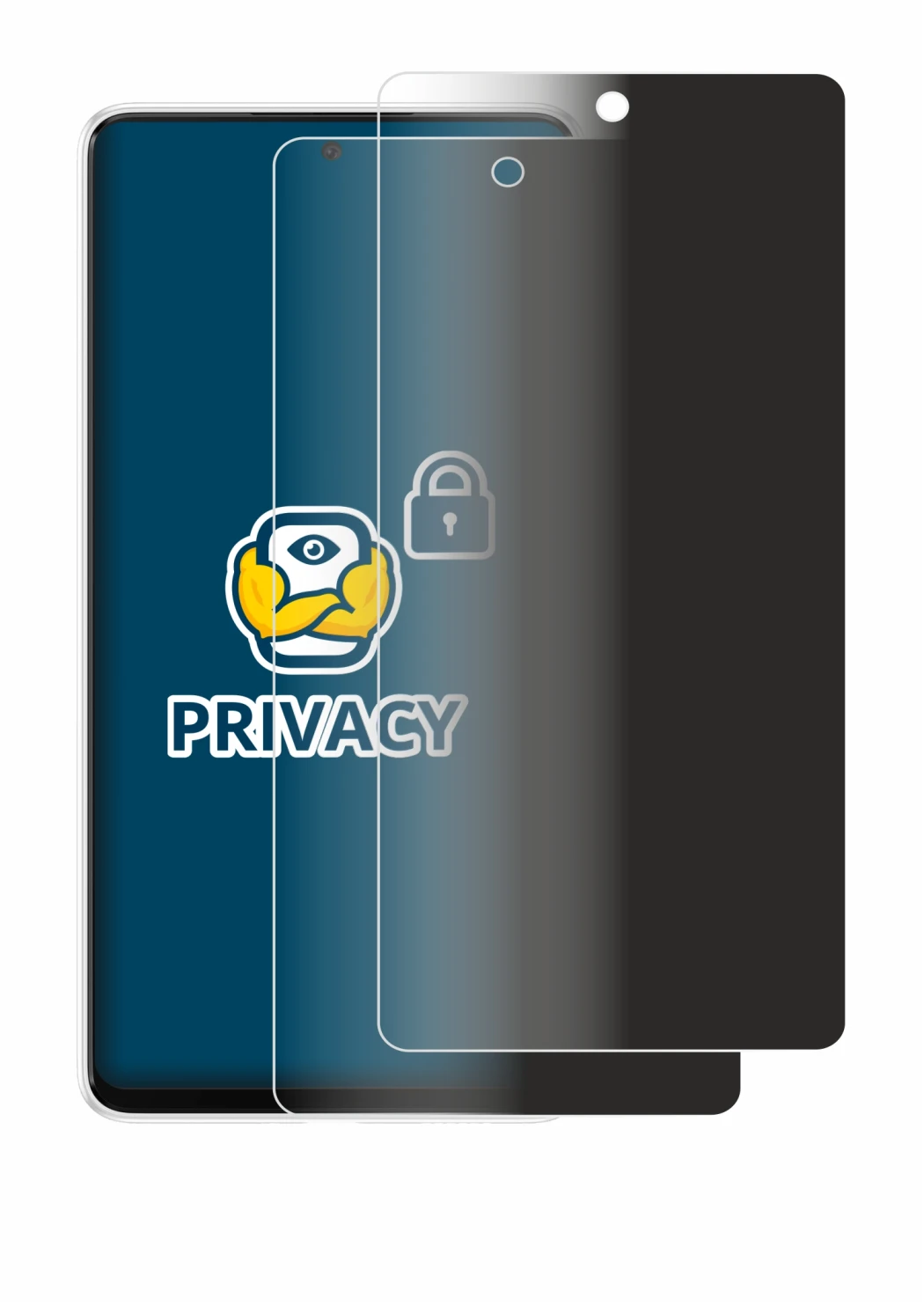 Image de l'appareil Samsung Galaxy A53 5G avec une grande variété de protections d'écran.