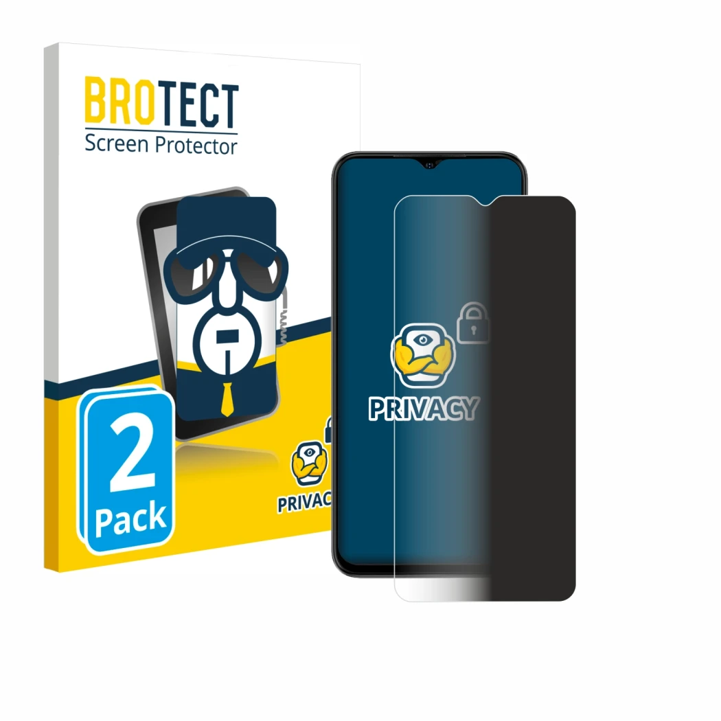 Face avant d’un emballage produit avec le logo de la marque BROTECT. À côté, l’appareil Ulefone Note 14 est représenté avec la