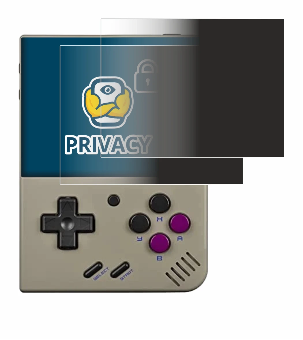 Image de l'appareil Miyoo Mini Plus avec une grande variété de protections d'écran.