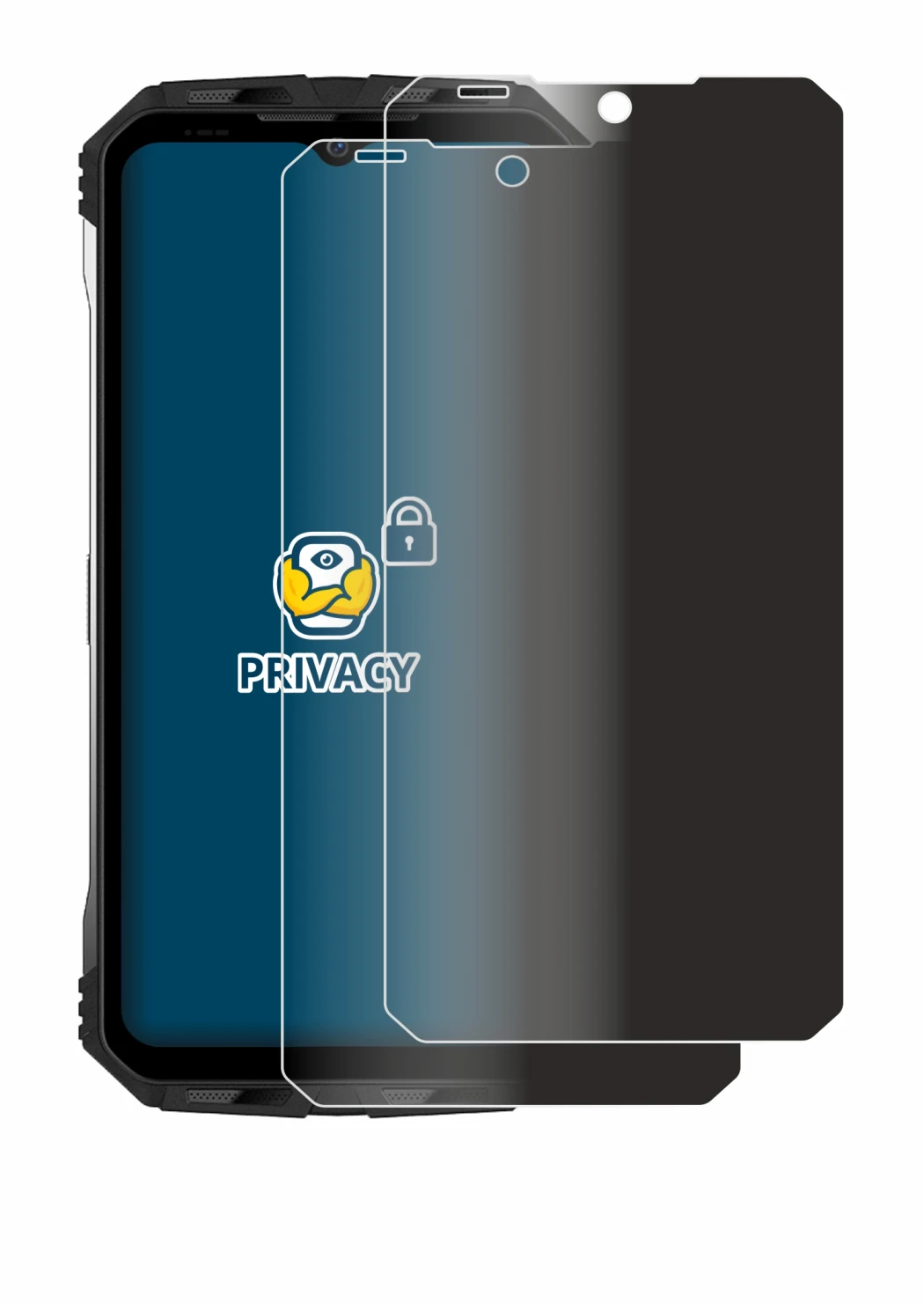 Image de l'appareil Doogee S100 avec une grande variété de protections d'écran.