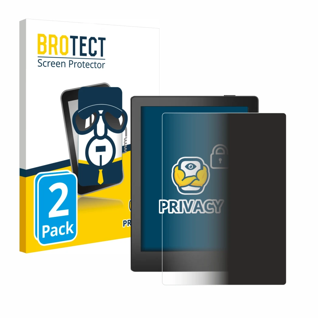 Face avant d’un emballage produit avec le logo de la marque BROTECT. À côté, l’appareil Boox Poke 5 est représenté avec la pro