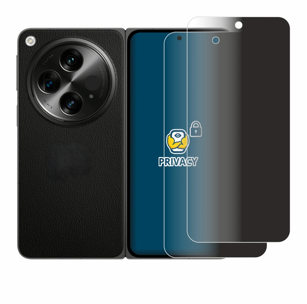 Image de l'appareil OnePlus Open avec une grande variété de protections d'écran.