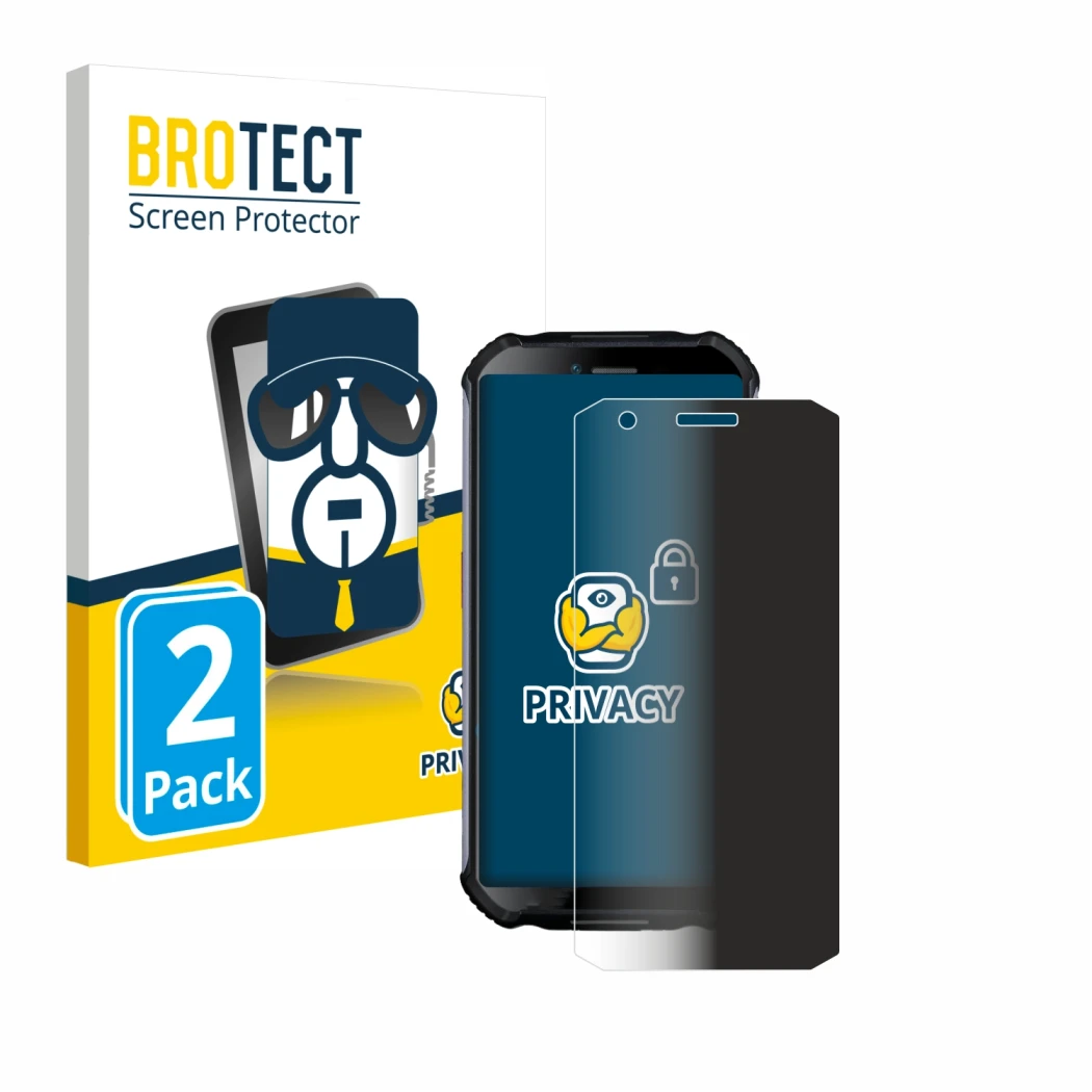 Face avant d’un emballage produit avec le logo de la marque BROTECT. À côté, l’appareil Doogee S41 Plus est représenté avec la