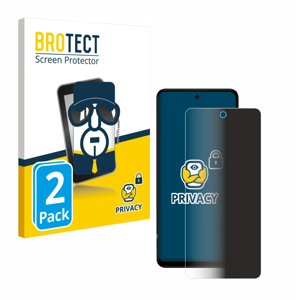 Face avant d’un emballage produit avec le logo de la marque BROTECT. À côté, l’appareil HMD Pulse Pro est représenté avec la p