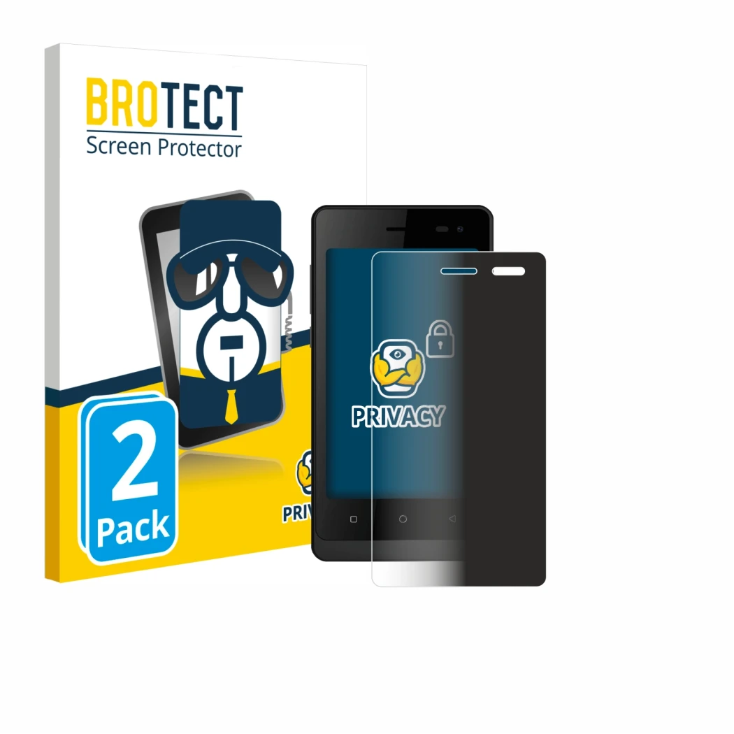 Face avant d’un emballage produit avec le logo de la marque BROTECT. À côté, l’appareil Logicom Wave 2 est représenté avec la 
