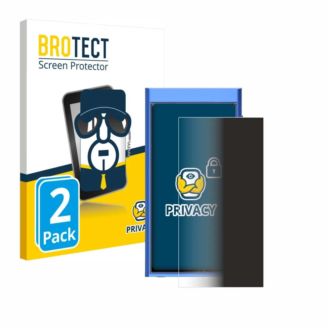 Face avant d’un emballage produit avec le logo de la marque BROTECT. À côté, l’appareil Hiby Digital M300 est représenté avec 