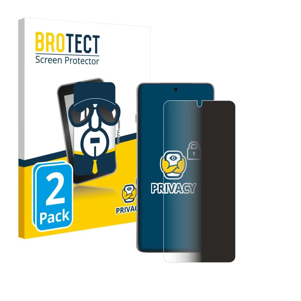 Face avant d’un emballage produit avec le logo de la marque BROTECT. À côté, l’appareil Oppo Find X8 Pro est représenté avec l