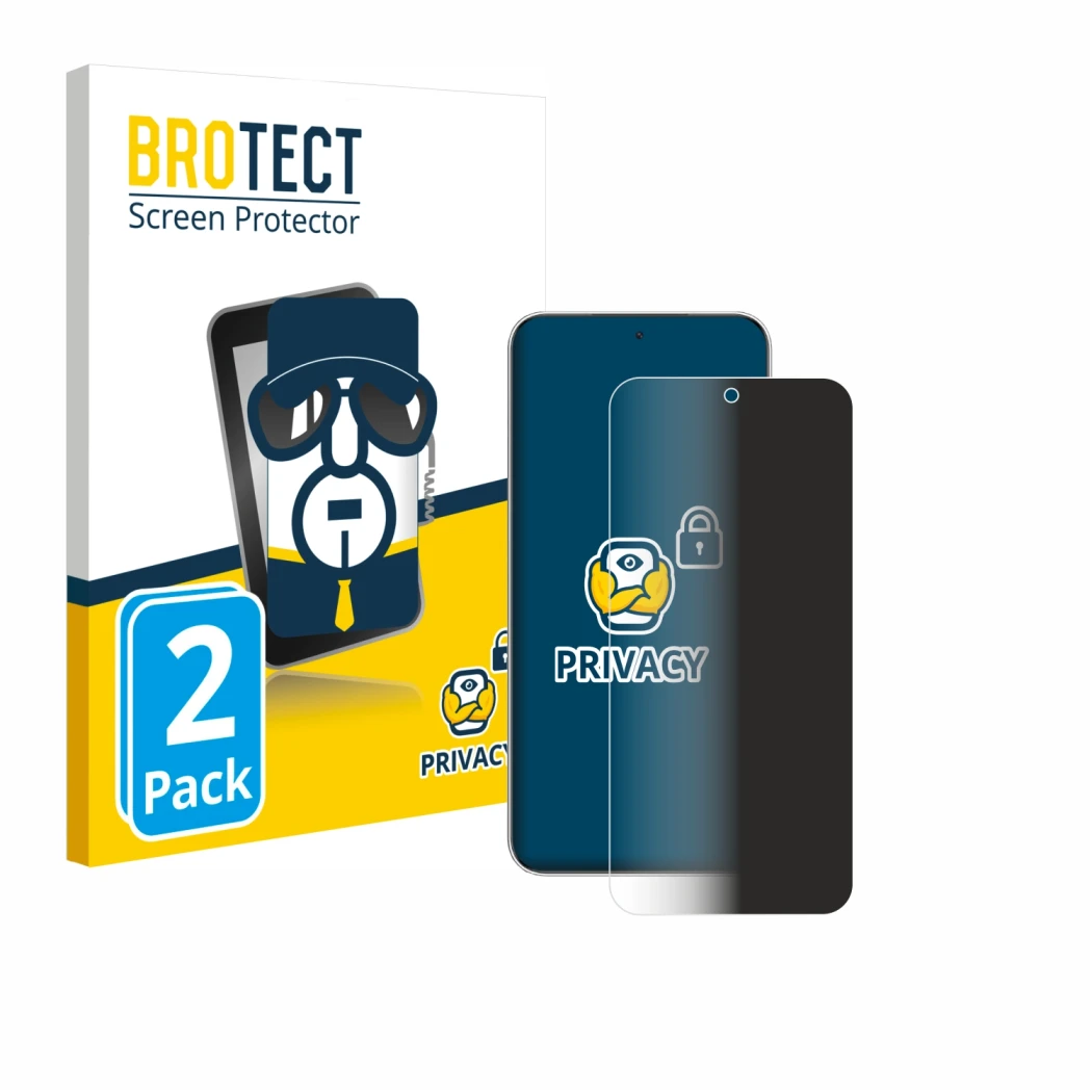 Face avant d’un emballage produit avec le logo de la marque BROTECT. À côté, l’appareil Honor Magic 7 est représenté avec la p