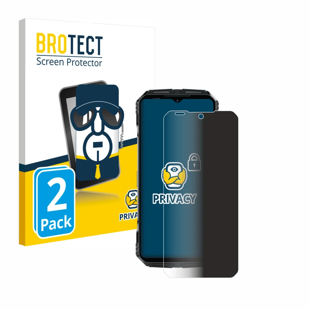Face avant d’un emballage produit avec le logo de la marque BROTECT. À côté, l’appareil Doogee S118 Pro est représenté avec la