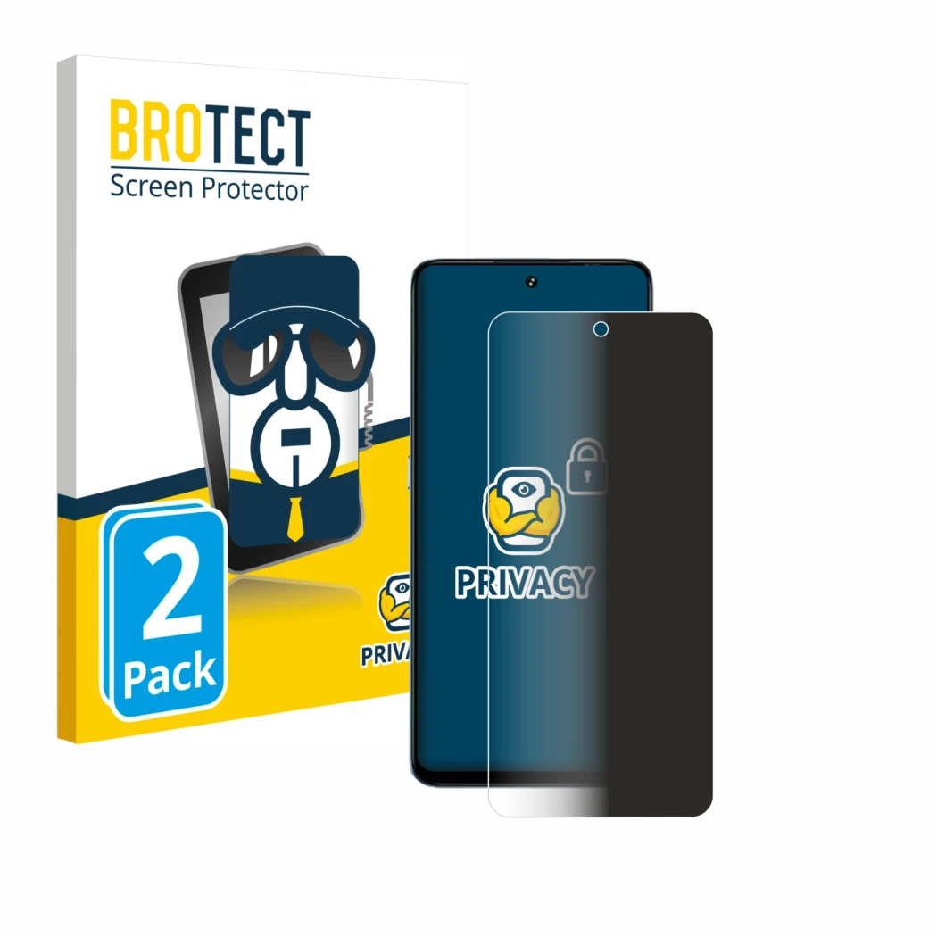 Face avant d’un emballage produit avec le logo de la marque BROTECT. À côté, l’appareil Umidigi Note 100 est représenté avec l