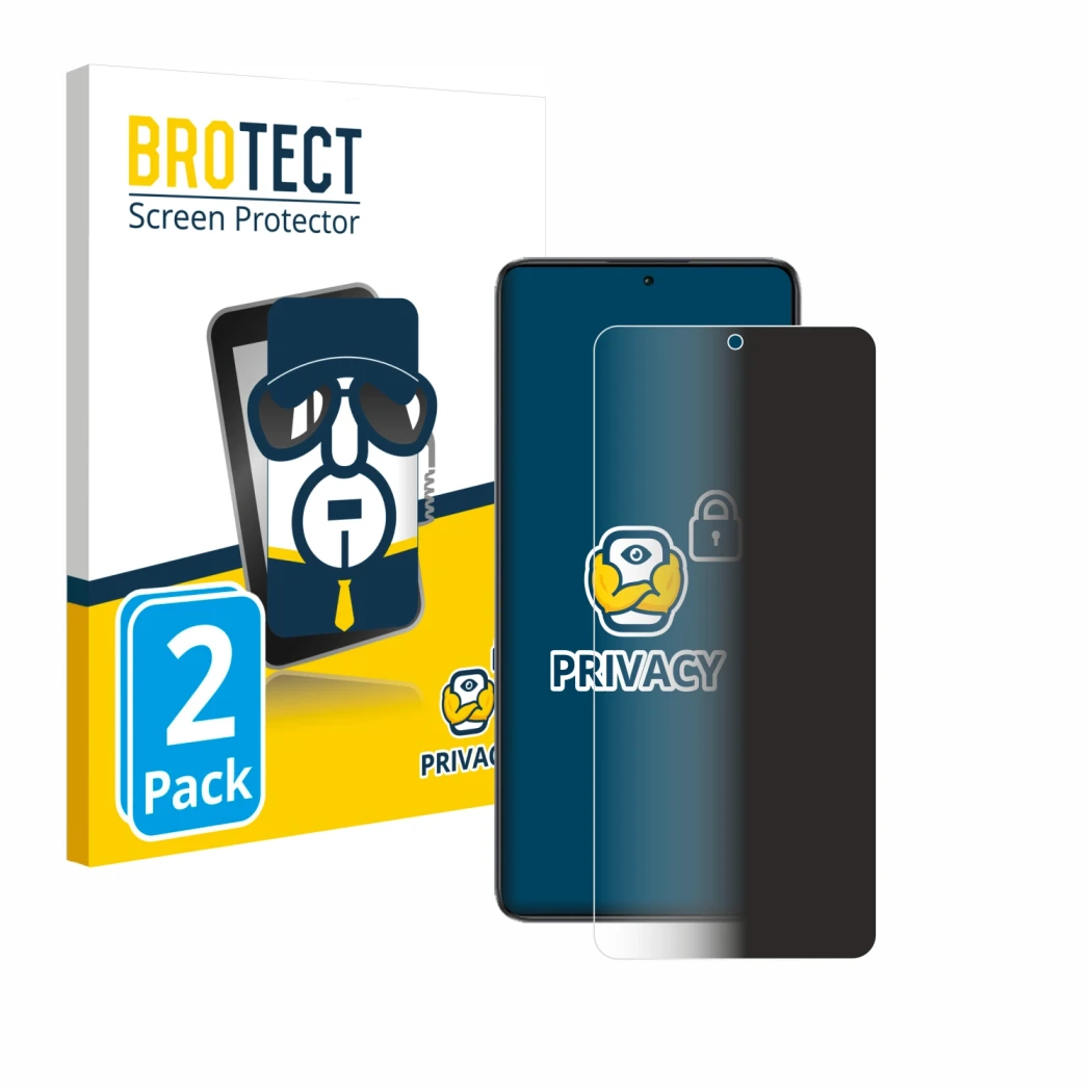 Face avant d’un emballage produit avec le logo de la marque BROTECT. À côté, l’appareil Xiaomi Poco F7 Ultra est représenté av