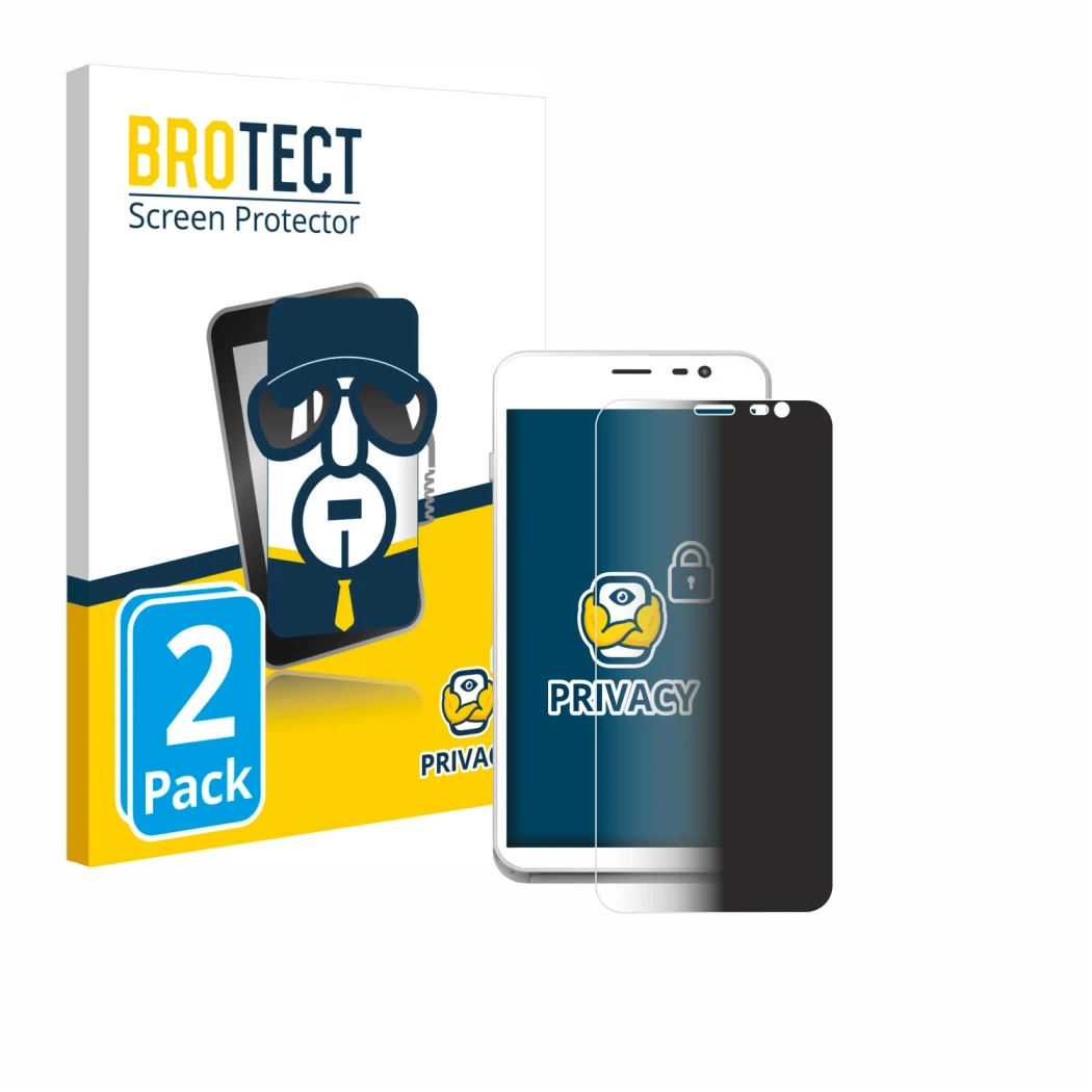 Face avant d’un emballage produit avec le logo de la marque BROTECT. À côté, l’appareil Pax CCV Fly A77 est représenté avec la