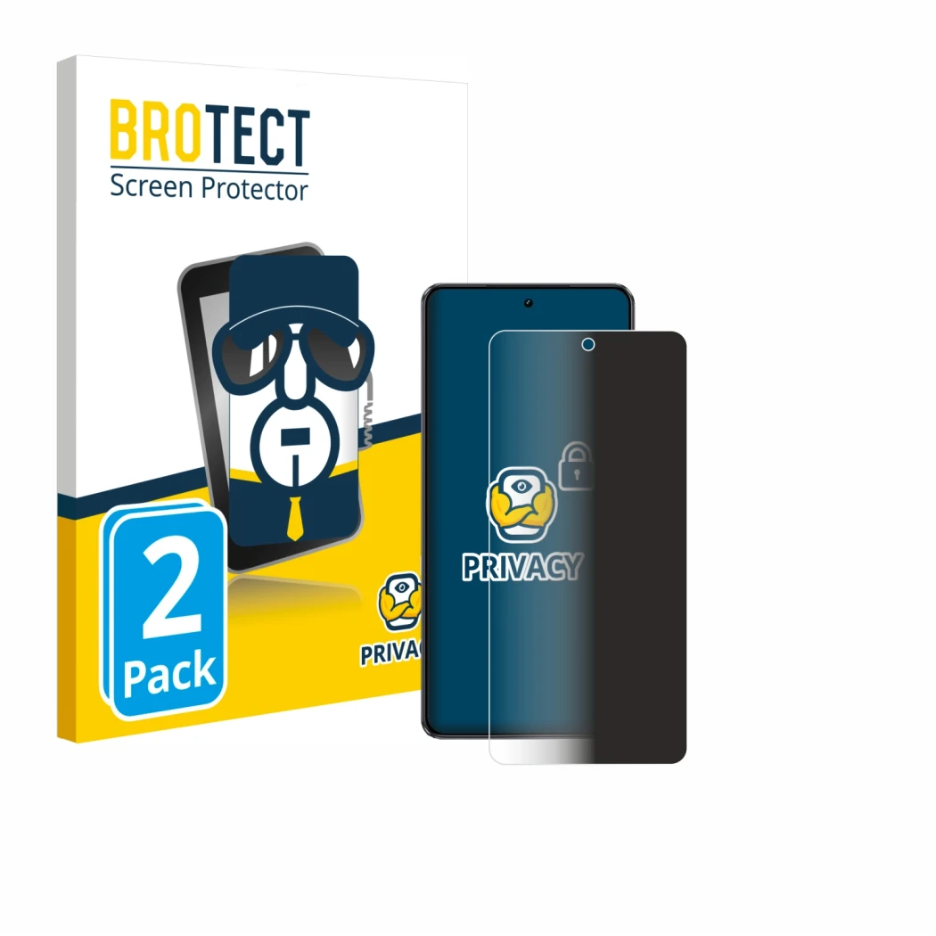 Face avant d’un emballage produit avec le logo de la marque BROTECT. À côté, l’appareil realme GT 7 est représenté avec la pro