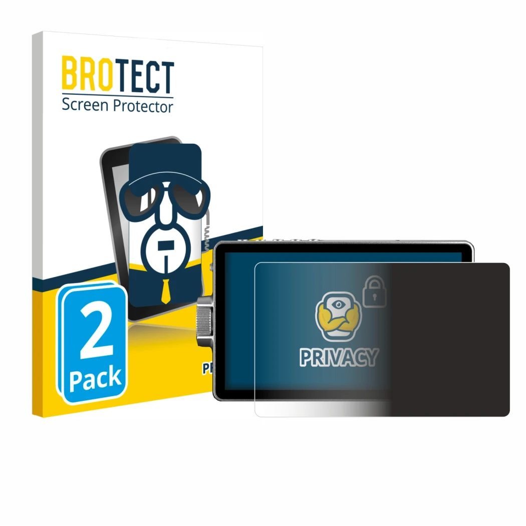 Face avant d’un emballage produit avec le logo de la marque BROTECT. À côté, l’appareil Viltrox DC-A1 2800 est représenté avec