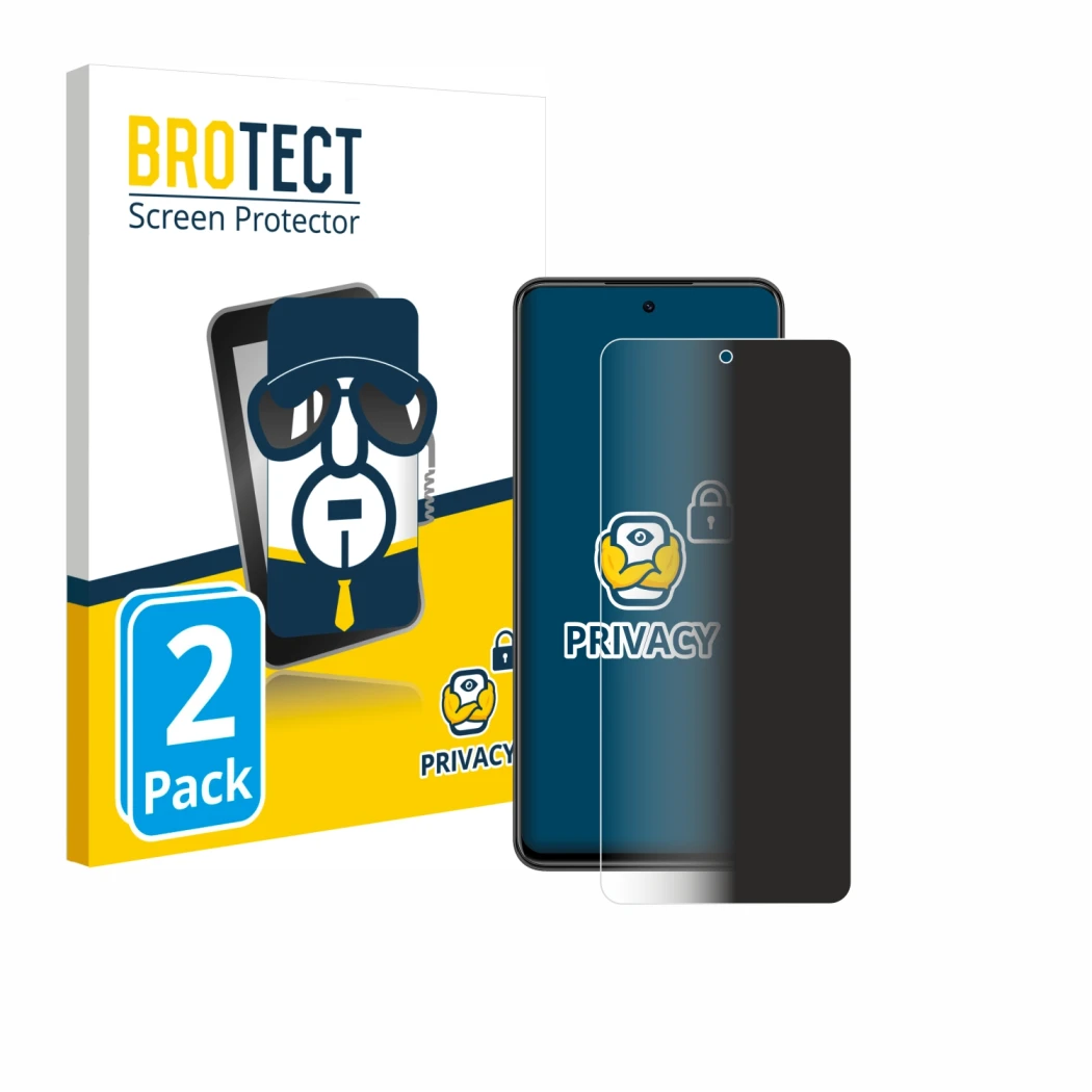 Face avant d’un emballage produit avec le logo de la marque BROTECT. À côté, l’appareil Nubia Focus est représenté avec la pro