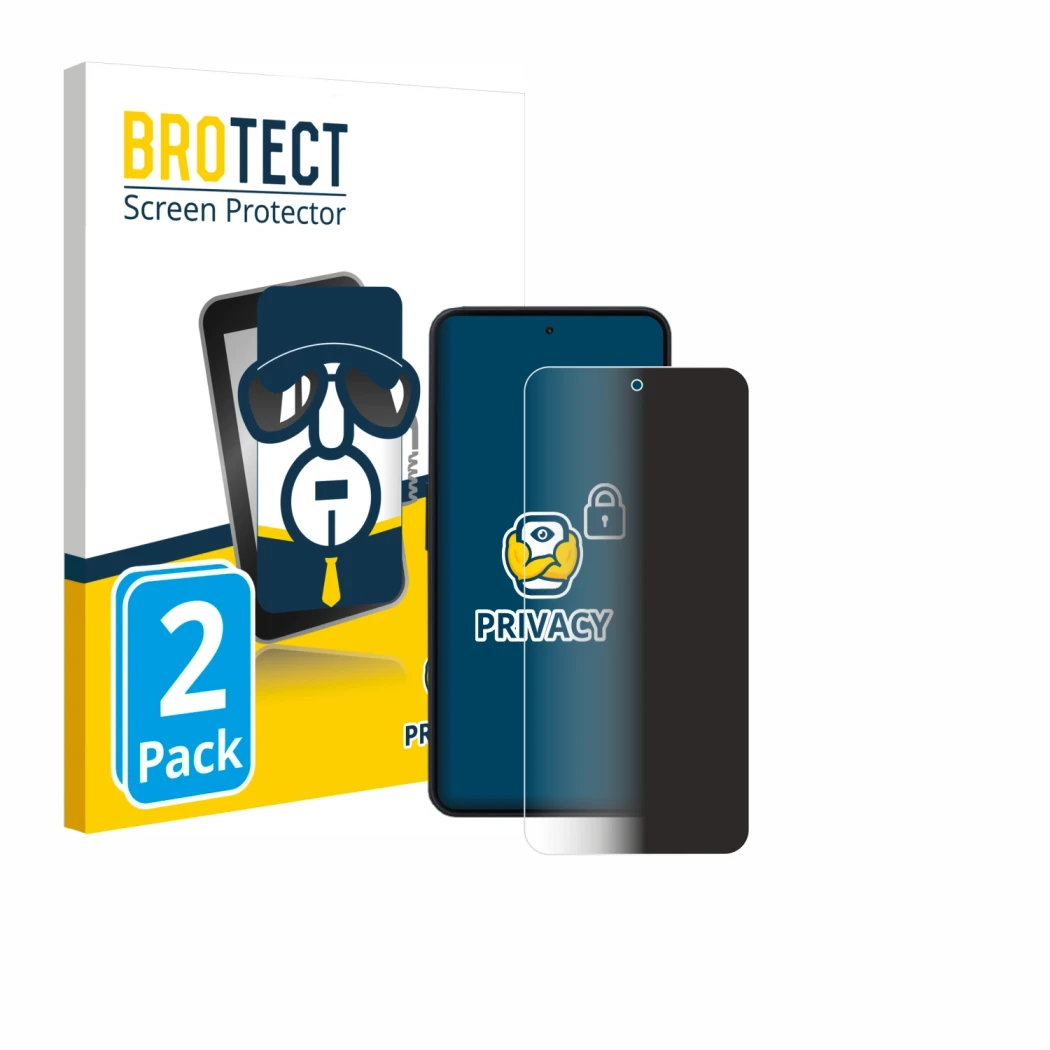 Face avant d’un emballage produit avec le logo de la marque BROTECT. À côté, l’appareil Nothing Phone (3a) Lite est représenté