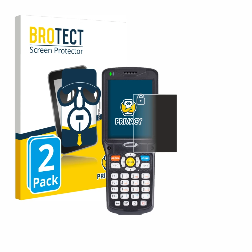 Face avant d’un emballage produit avec le logo de la marque BROTECT. À côté, l’appareil Unitech HT510 est représenté avec la p