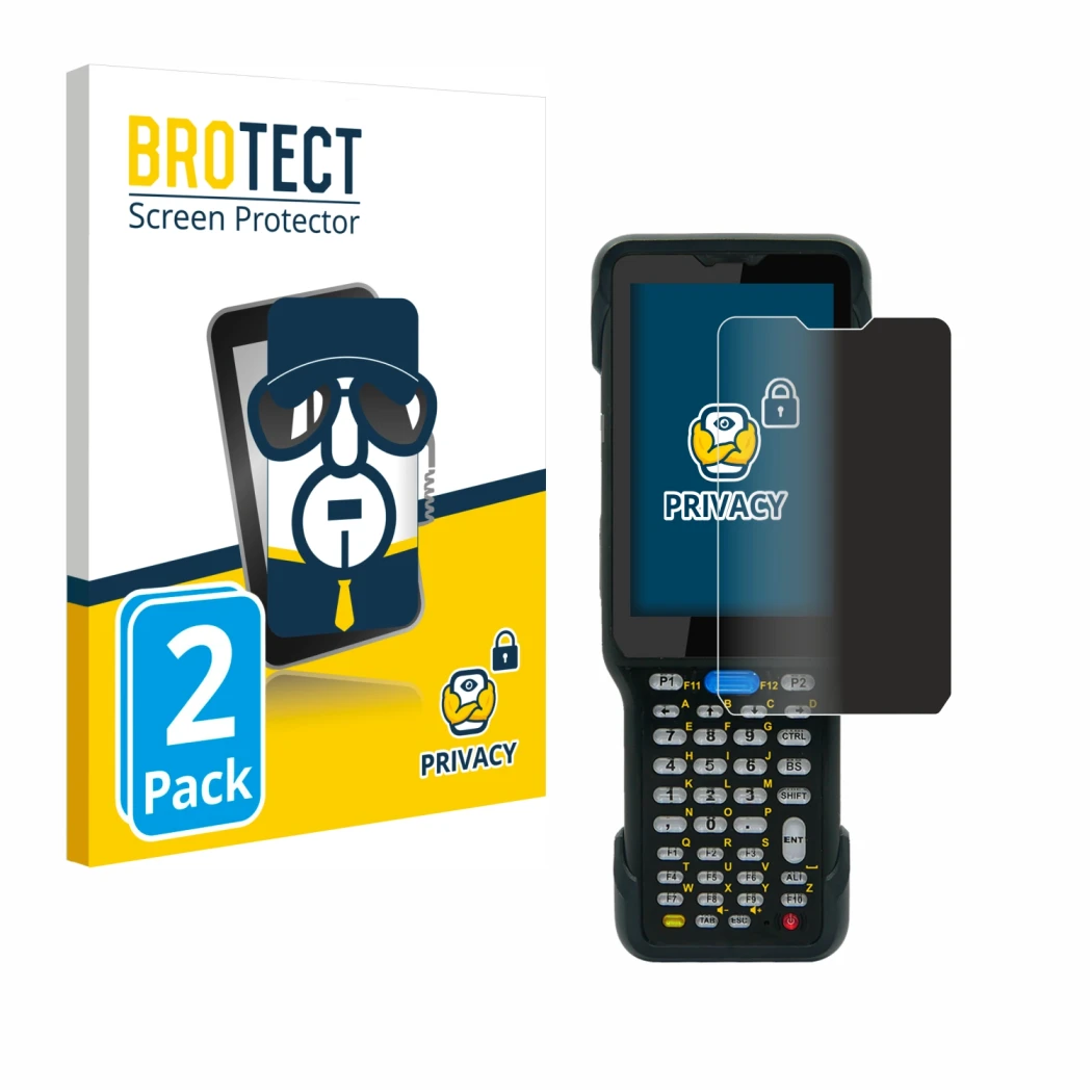 Face avant d’un emballage produit avec le logo de la marque BROTECT. À côté, l’appareil Unitech HT730 est représenté avec la p