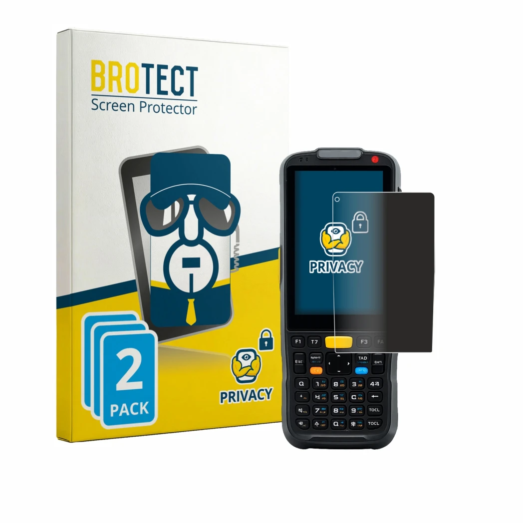 Face avant d’un emballage produit avec le logo de la marque BROTECT. À côté, l’appareil Newland PT60 Narvalo est représenté av