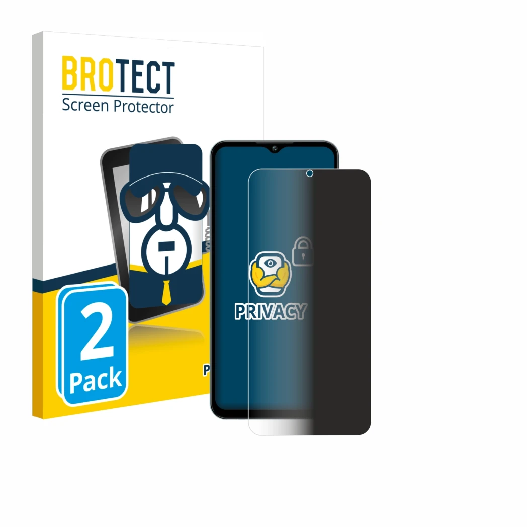 Face avant d’un emballage produit avec le logo de la marque BROTECT. À côté, l’appareil Oukitel C5 6,52