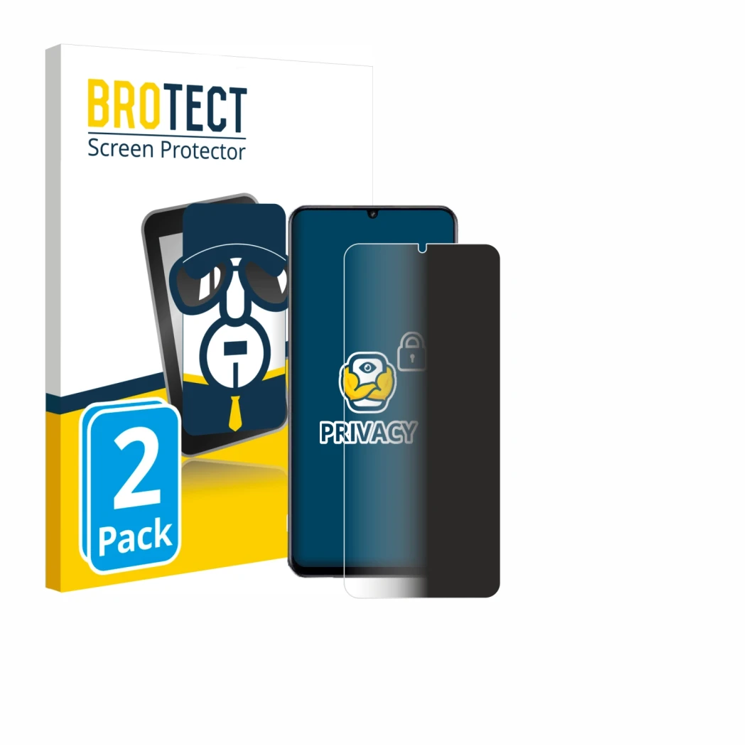 Face avant d’un emballage produit avec le logo de la marque BROTECT. À côté, l’appareil realme Note 70 est représenté avec la 