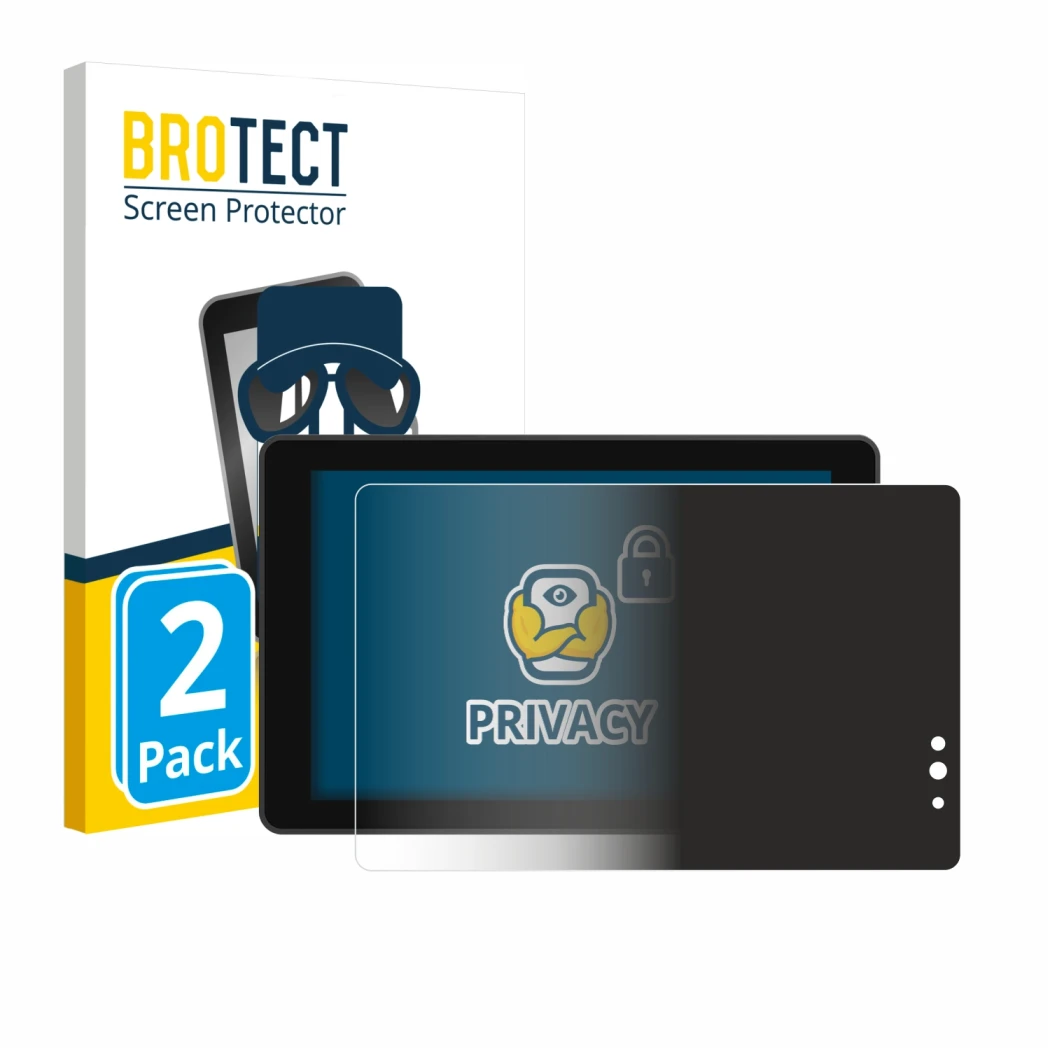 Face avant d’un emballage produit avec le logo de la marque BROTECT. À côté, l’appareil Lilliput 719/T 7