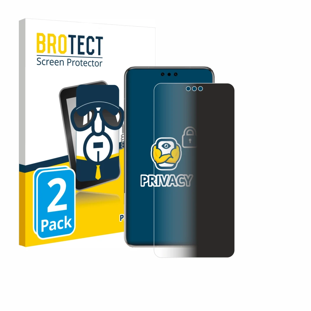 Face avant d’un emballage produit avec le logo de la marque BROTECT. À côté, l’appareil Huawei Mate 60 Pro Plus est représenté