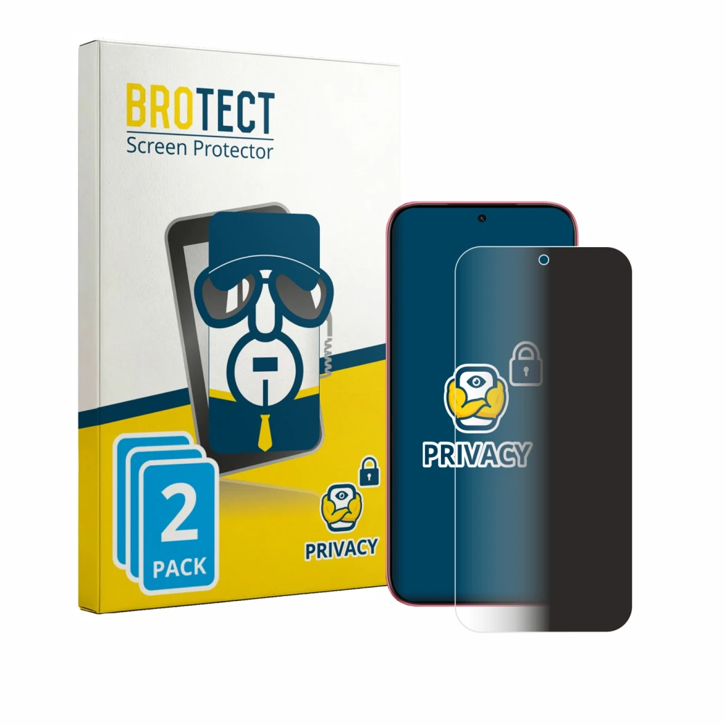 Face avant d’un emballage produit avec le logo de la marque BROTECT. À côté, l’appareil Infinix GT 50 Pro est représenté avec 