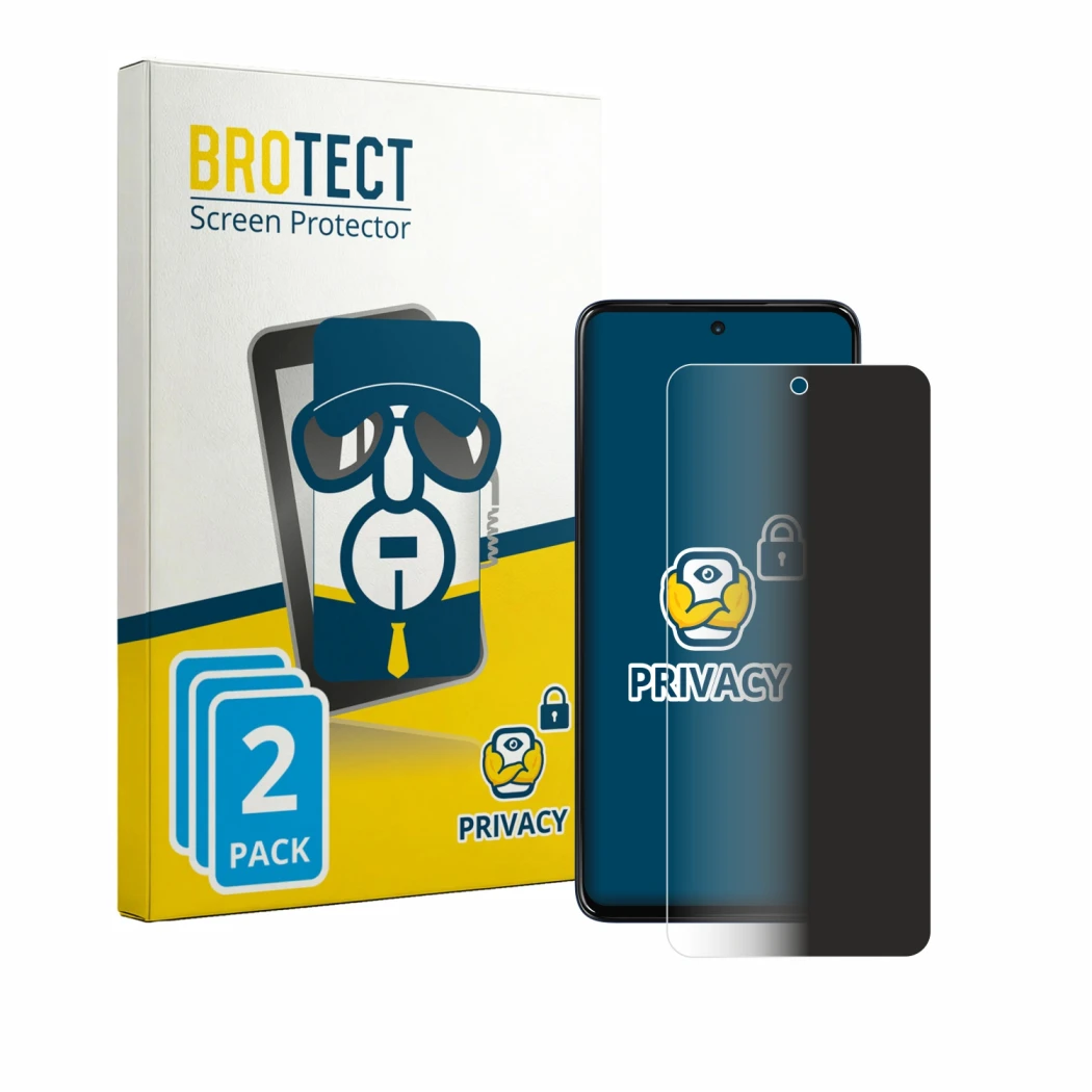 Face avant d’un emballage produit avec le logo de la marque BROTECT. À côté, l’appareil Motorola Moto G37 Power est représenté