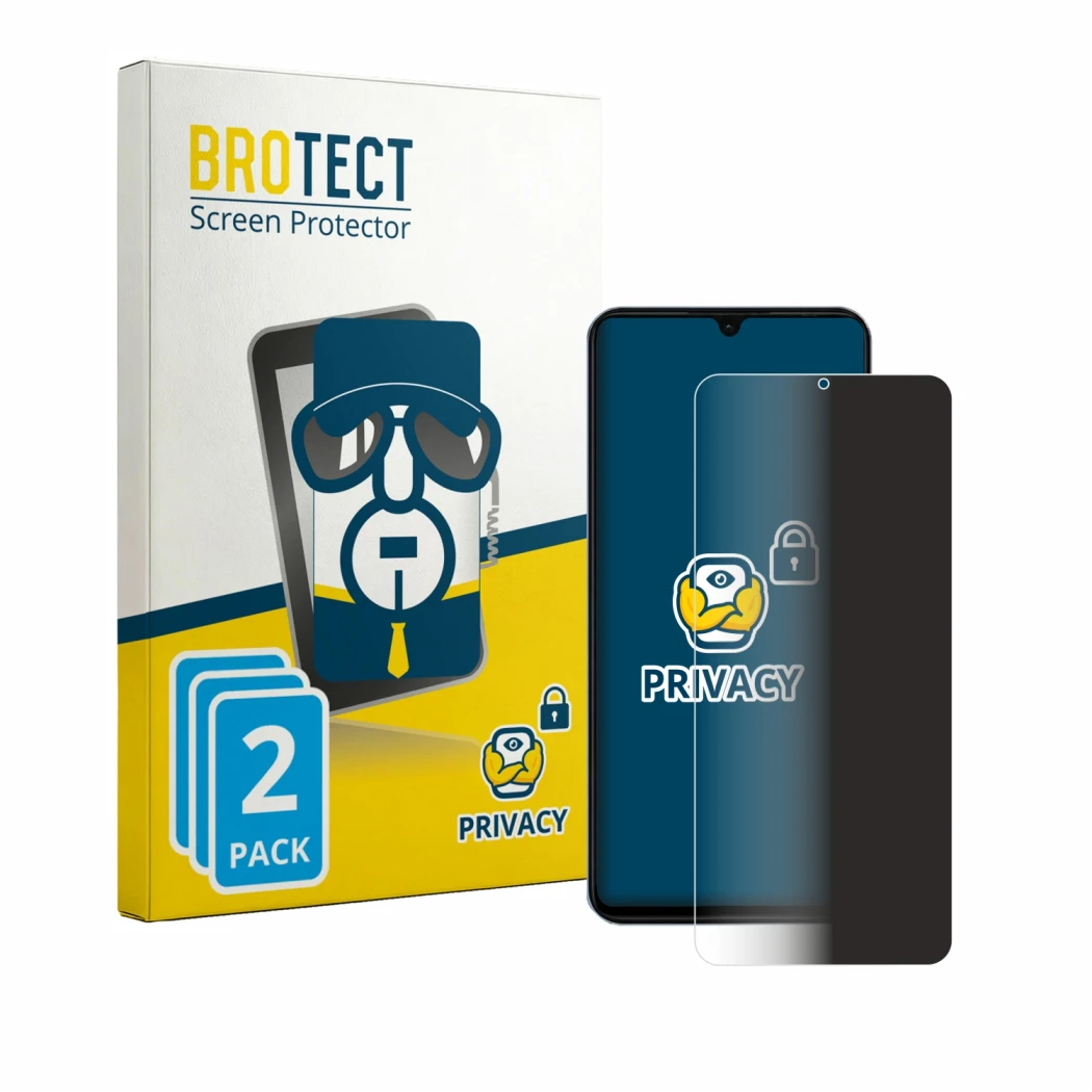Face avant d’un emballage produit avec le logo de la marque BROTECT. À côté, l’appareil Blackview Wave 10C est représenté avec