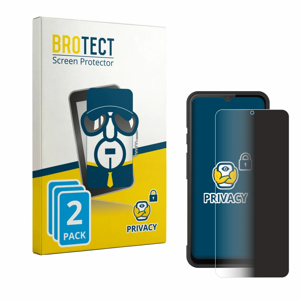 Face avant d’un emballage produit avec le logo de la marque BROTECT. À côté, l’appareil iMin Swift 1 Pro est représenté avec l