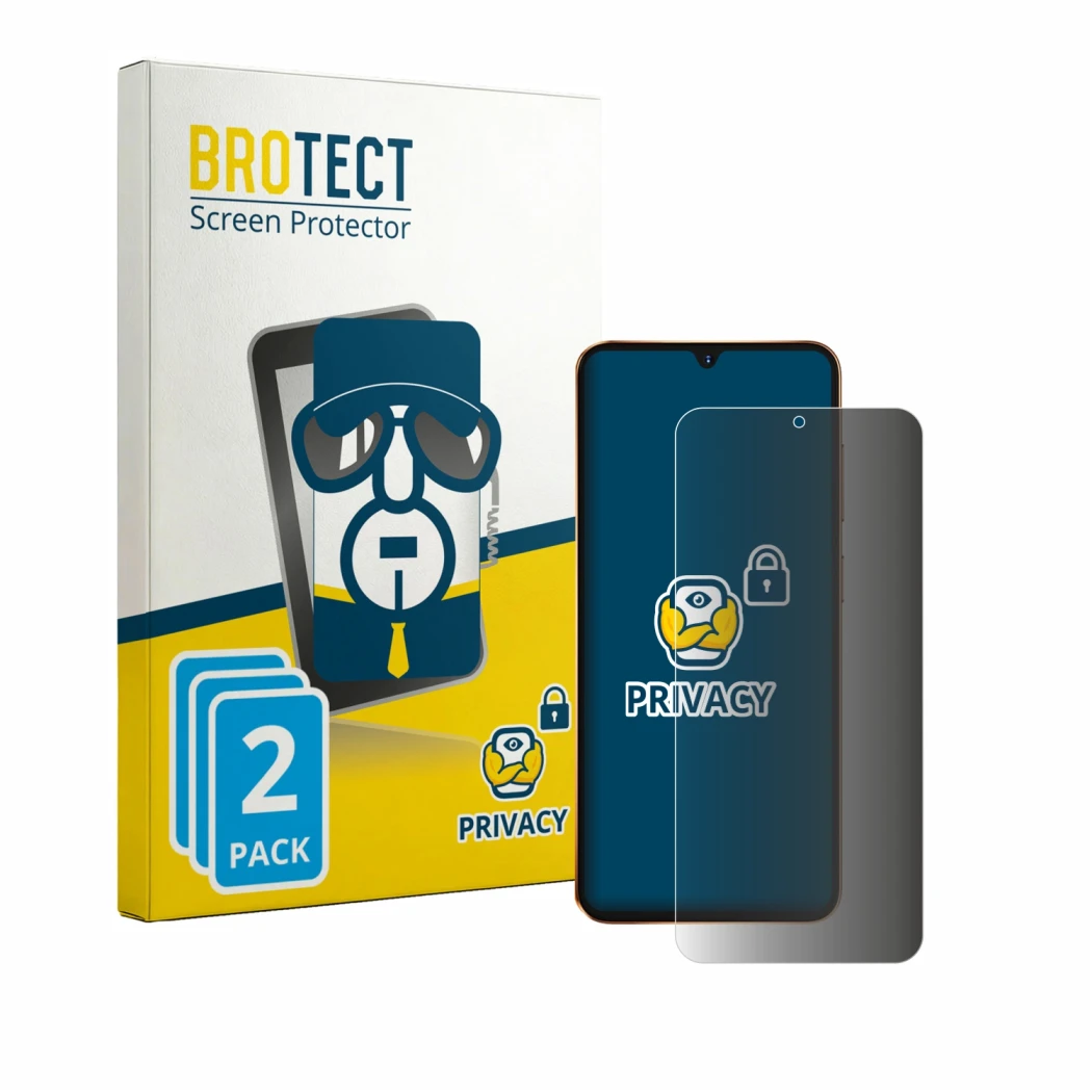 Face avant d’un emballage produit avec le logo de la marque BROTECT. À côté, l’appareil Hotwav A17 Pro Max est représenté avec